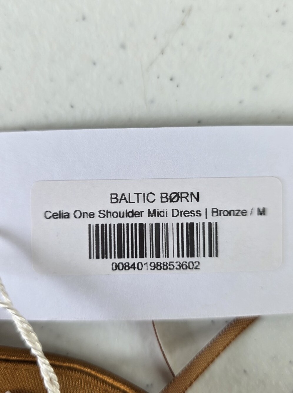 Baltic Born Celia One Shoulder Midi Dress Size M Bronze Satiny Belt Glam NEW - Picture 12 of 12